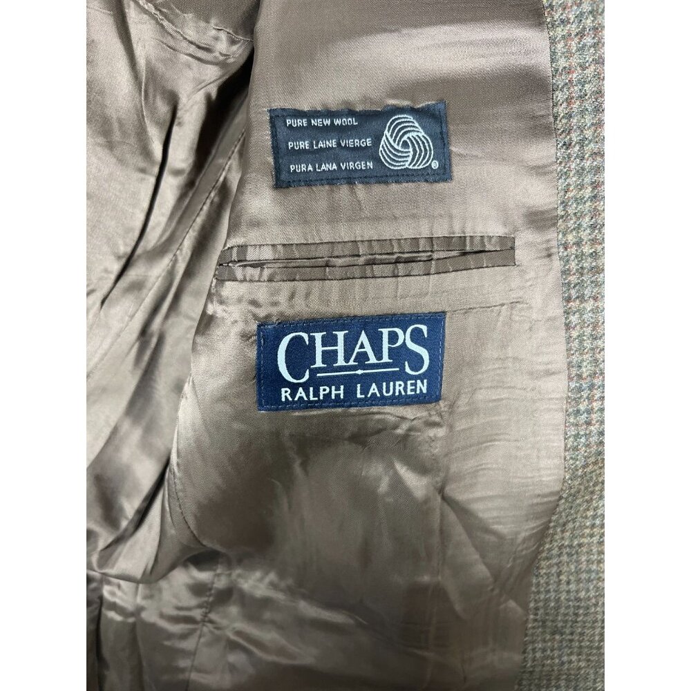 Chaps Ralph Lauren Men's 46 Brown 100% Wool Plaid Sport Coat Blazer - Picture 3 of 12